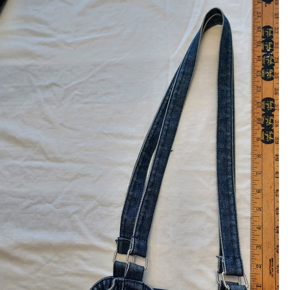 Vtg Denim Bag Embroidered Floral Butterfly Blue Jean Purse Boho Hippie Art Indie - Picture 13 of 13